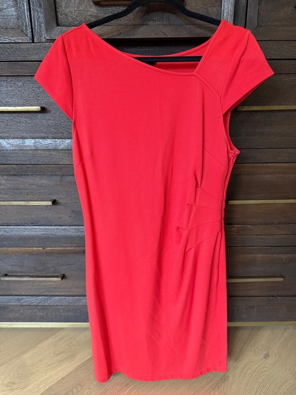 Ann Taylor Classic Red Cap-Sleeve Sheath Dress